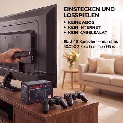 PIKSELAND™ - Konzole Retro Plug & Play + 2 Pady