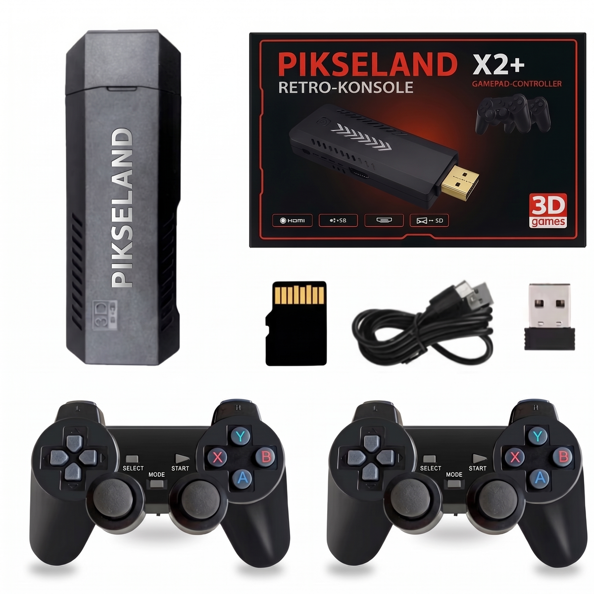 PIKSELAND™ - Konzole Retro Plug & Play + 2 Pady